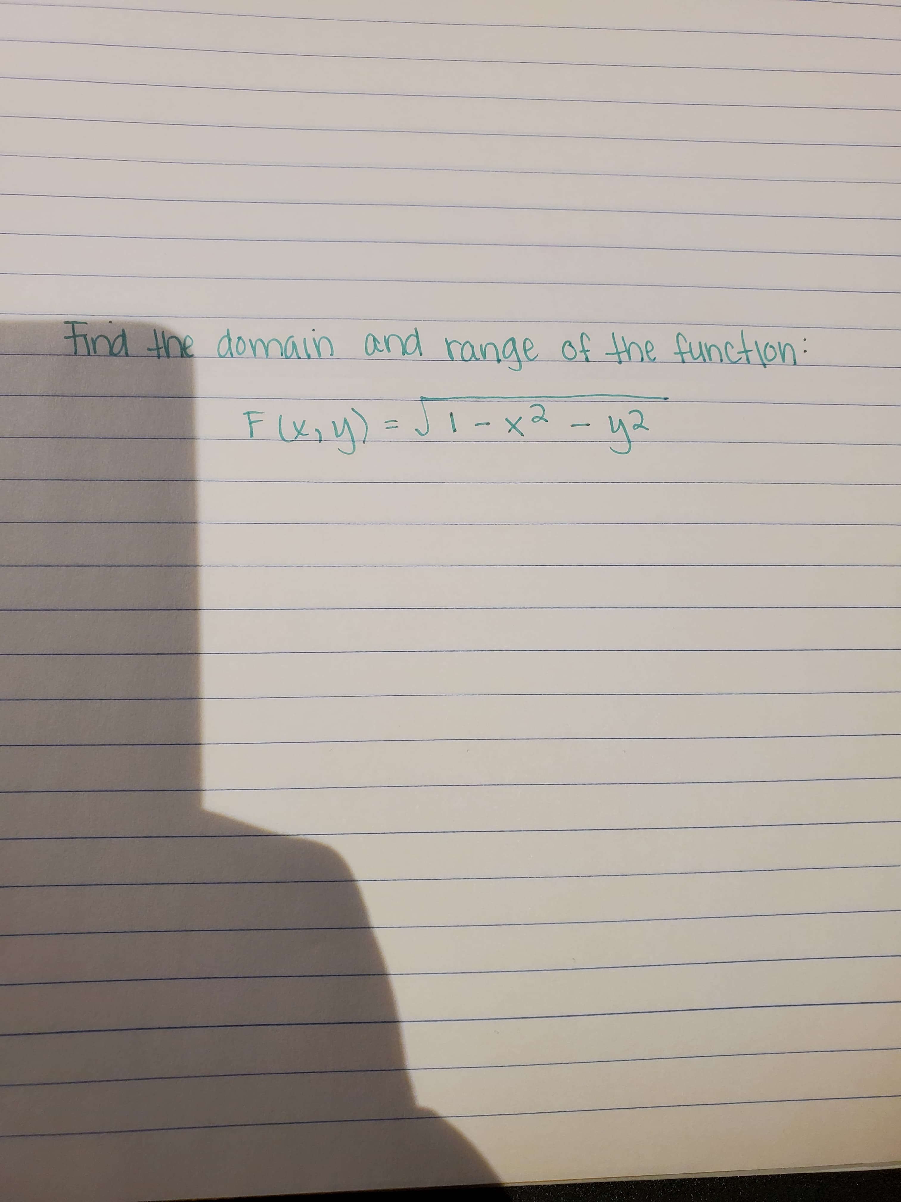 ind the domain and range
of the function:
