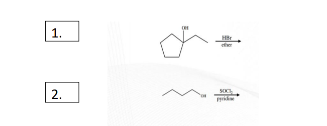 1.
2.
OH
OH
HBr
ether
SOCI₁₂
pyridine