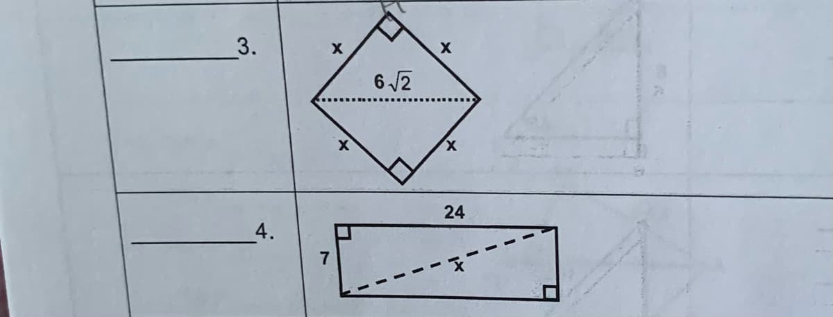 3.
4.
7
X
6√√2
X
24