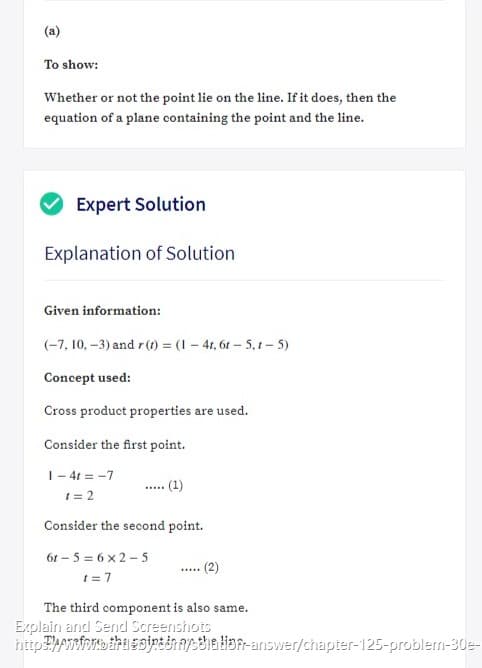 (-7, 10,-3) and r (1) = (1- 41, 6t- 5, 1- 5)
