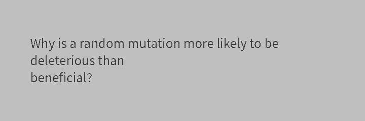 Why is a random mutation more likely to be
deleterious than
beneficial?
