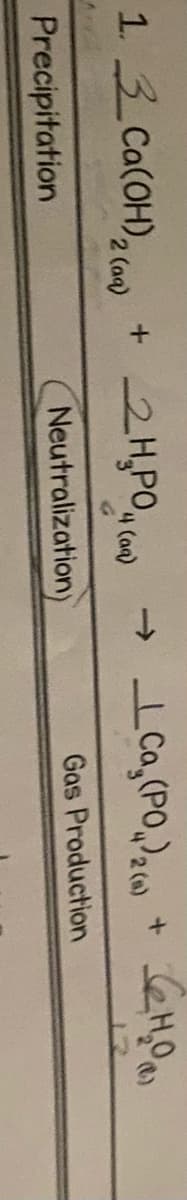 13 Ca(OH), ()
2H,PO,
2 (aq)
4 (aqa)
->
2 (
Precipitation
Neutralization)
Gas Production
