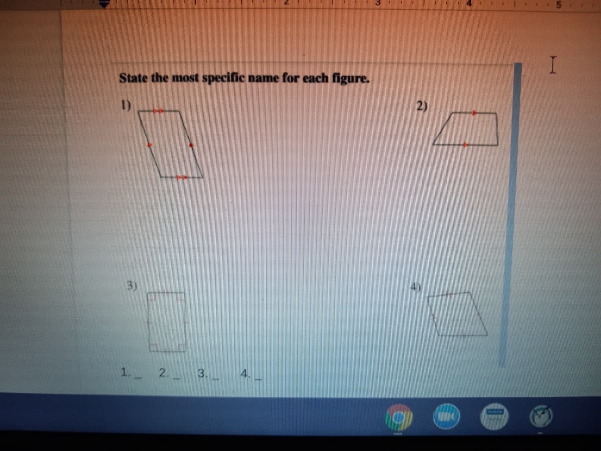 State the most specific name for each figure.
2)
1)
1. 2.
3.
4.
3)
