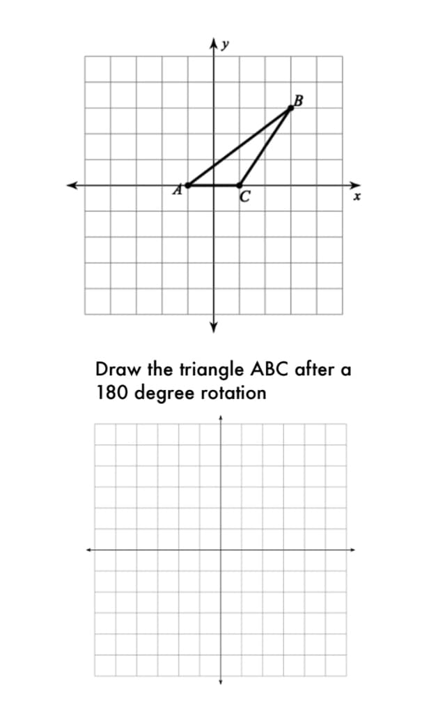 IB
Draw the triangle ABC after a
180 degree rotation
