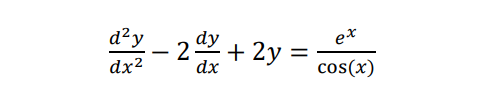 d²y
dy
e*
2 + 2y
-
dx2
dx
cos(x)
