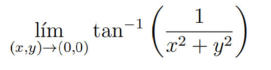 1
-1
lím
(x,y)→(0,0)
tan
x² + y?
