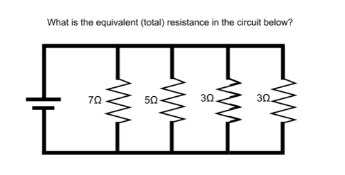 What is the equivalent (total) resistance in the circuit below?
70
50
30.
30.
