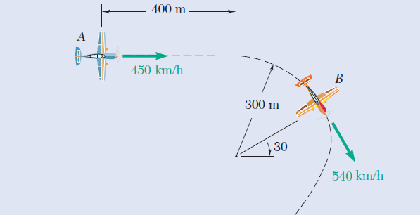 400 m
it
A
450 km/h
В
300 m
30
540 km/h
