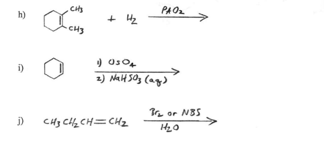 CH3
PA Oz
h)
+ H2
CH3
i)
z) NalH sOz (ag)
Bn or NBS
->
j)
CH3 Cz CH=CHz
