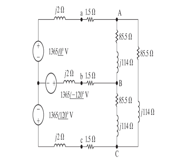 j20
a 1.5 0
A
Ž1550
$85.5 N
1365/0° V
385.5 N
Bj114 2
j20 b 1.5 N
1365/–120° V
$855 0
1365/120° V
Bj114 2
j20
c 1.50
