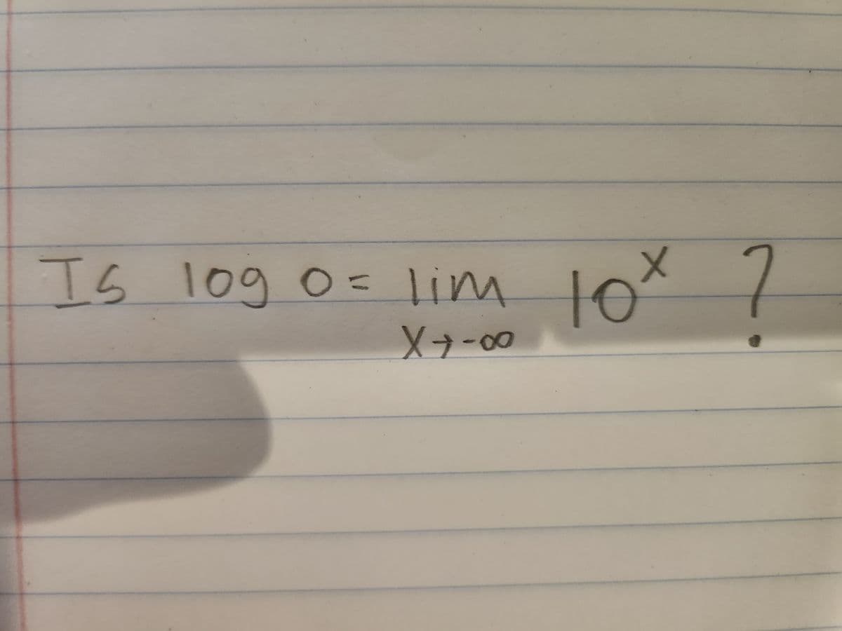 lim 10⁰
X7-00
Is 10g 0= lim
10x 7