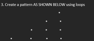 3. Create a pattern AS SHOWN BELOW using loops