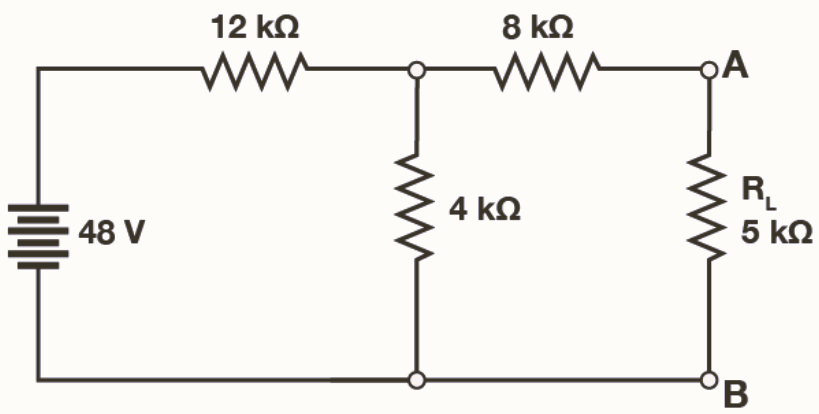 48 V
12 ΚΩ
www
W
8 ΚΩ
ww
4 ΚΩ
-A
R₁
5 ΚΩ
B