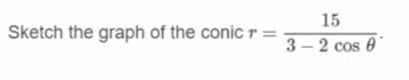 Sketch the graph of the conic r =
15
3-2 cos 0