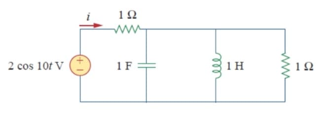 i
1Ω
w
2 cos 10t V
1 F
1 H
1Ω
ll
