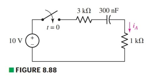 3 kN
300 nF
t = 0
10 V
1 kN
FIGURE 8.88
