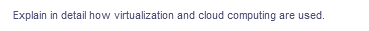 Explain in detail how virtualization and cloud computing are used.
