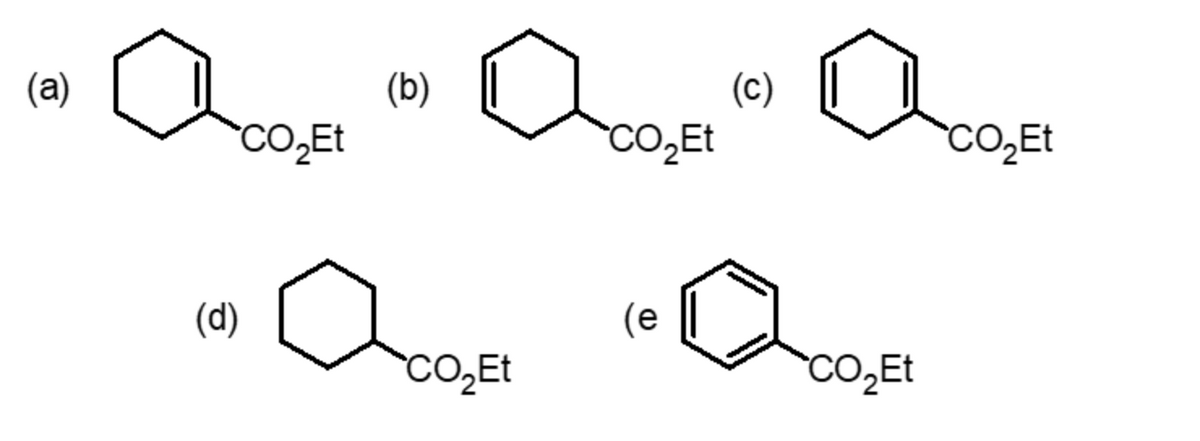 (a)
*CO2Et
(d)
"ace"
•CO2Et
(b)
*CO2Et
(e
(c)
"COzEt
*CO2Et