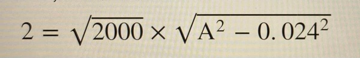 2 = V2000 × VA² – 0.0242
