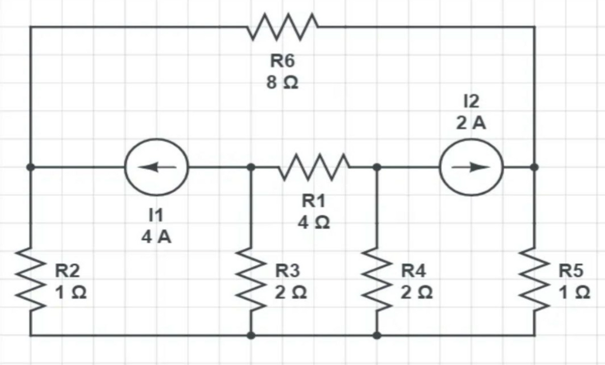 Μ
R2
1Ω
11
4A
Μ
R6
8 Ω
-
Μ
R1
4Ω
R3
2 Ω
R4
2 Ω
12
2A
ww
R5
1Ω