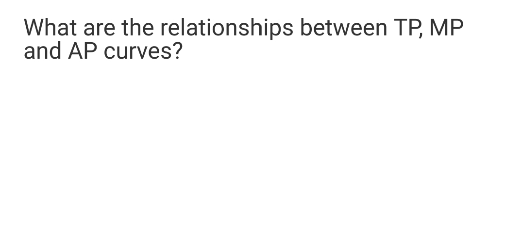 What are the relationships between TP, MP
and AP curves?
