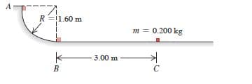 A
R=!1.60 m
m = 0.200 kg
3.00 m
B
C
