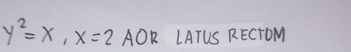 Y ² = X₁ X=2 AOR LATUS RECTOM
X,