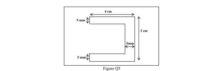 5 mm
5 mm
4 cm
Figure Q5
5mm
3 cm