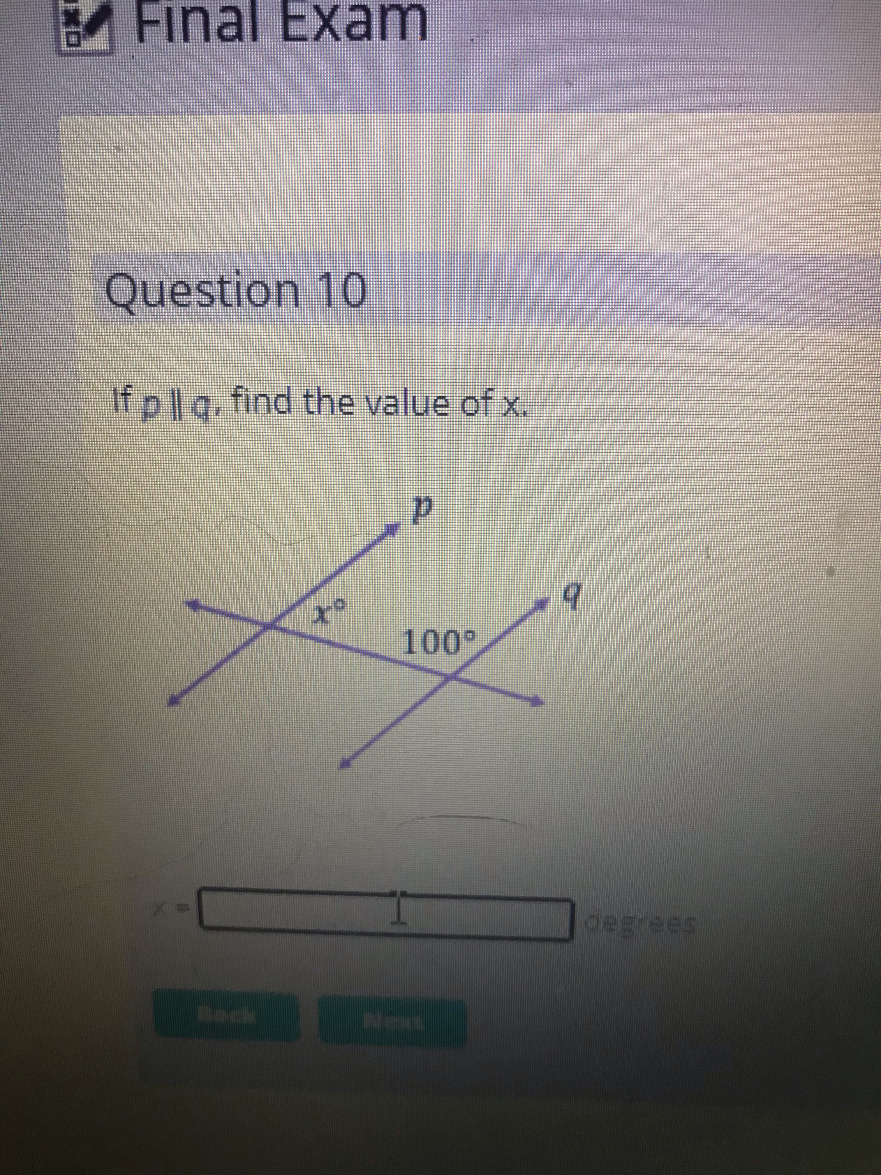 If p lg. find the value of x.
