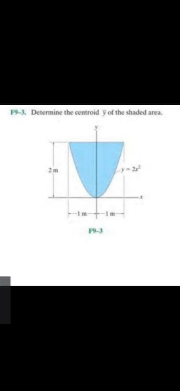 F9-3. Determine the centroid y of the shaded area.
2m
F9-3