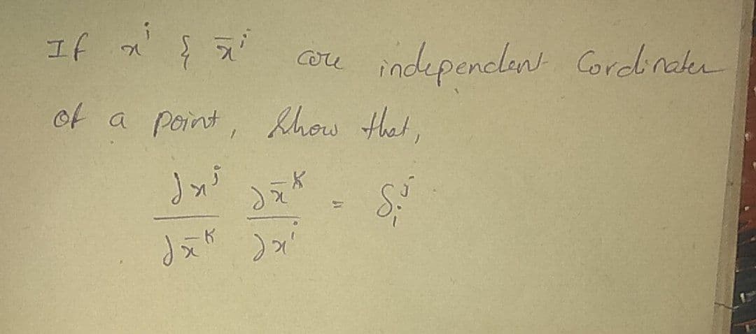 If
え
indepenclan Cordinelen
Coru
of a point, Show that,
