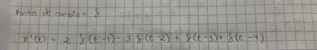 Puntos de cambio = &
x' (t) = 28 (t-1) - 38 (6-2) + 8 (t-3) + 8 (t-4)