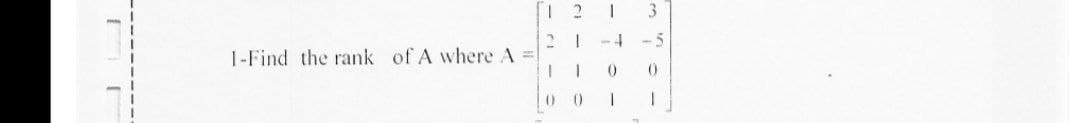 1 2
3
- 5
1-Find the rank of A where A =
(0)
()
