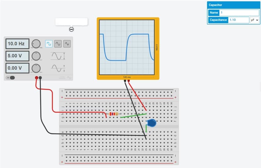 Capacitor
Name 1
Capacitance 1.10
uF v
10.0 Hz
5.00 V
0.00 V
120 ms
10.0 V
bcde
