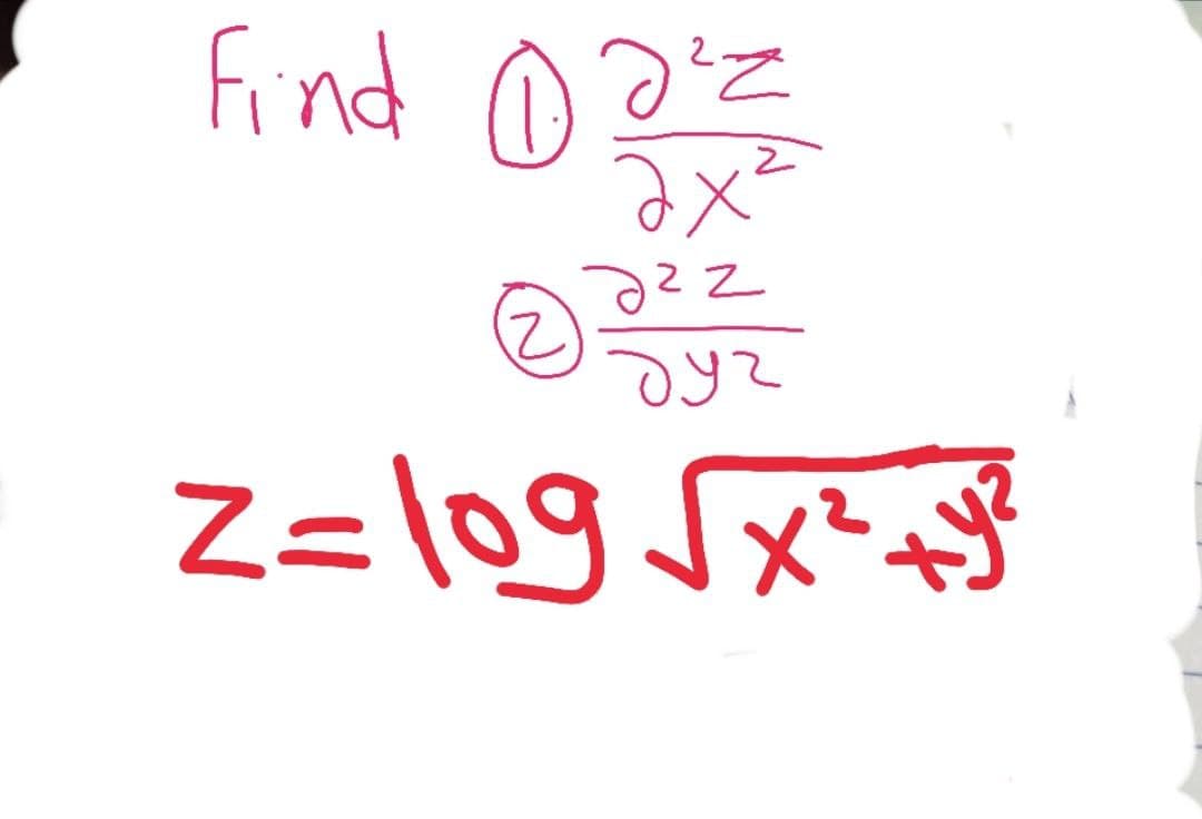 Find од
2
ах
zz
2
дуг
Z=10g √x² + y²
