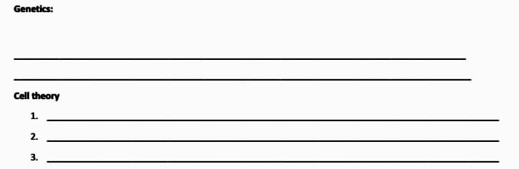 Genetics:
Cell theory
1.
2.
3.
