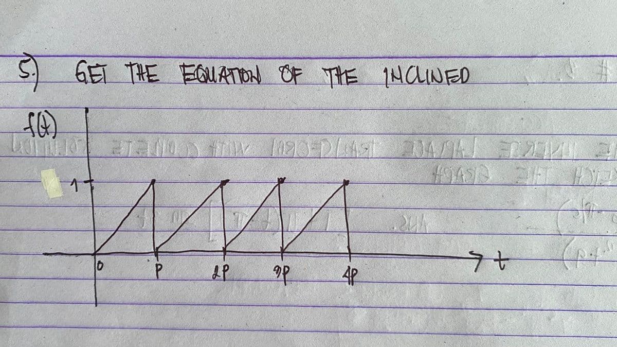 5. GET THE EQUATION OF THE INCLINED
(4)
TOUJO STENO #TA 1980-PLAST JAMAL F
1
ear
P
2P
"P
10
4P
HASR ZIT HOT
ਹੀ
7+
pefull