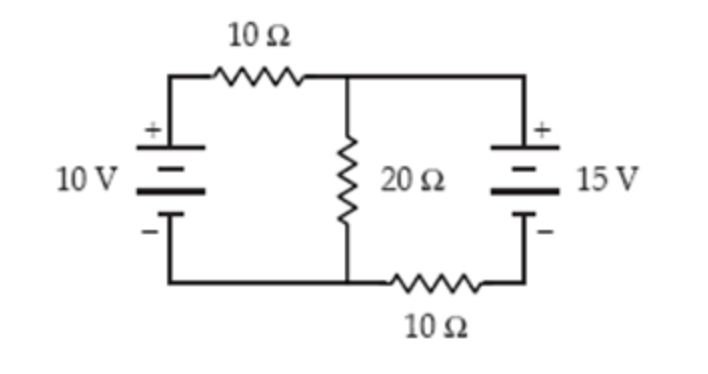 10 Ω
10 V
20 Ω
15 V
10 Ω
