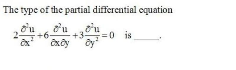 The type of the partial differential equation
du
2-
du
+3
=0 is
