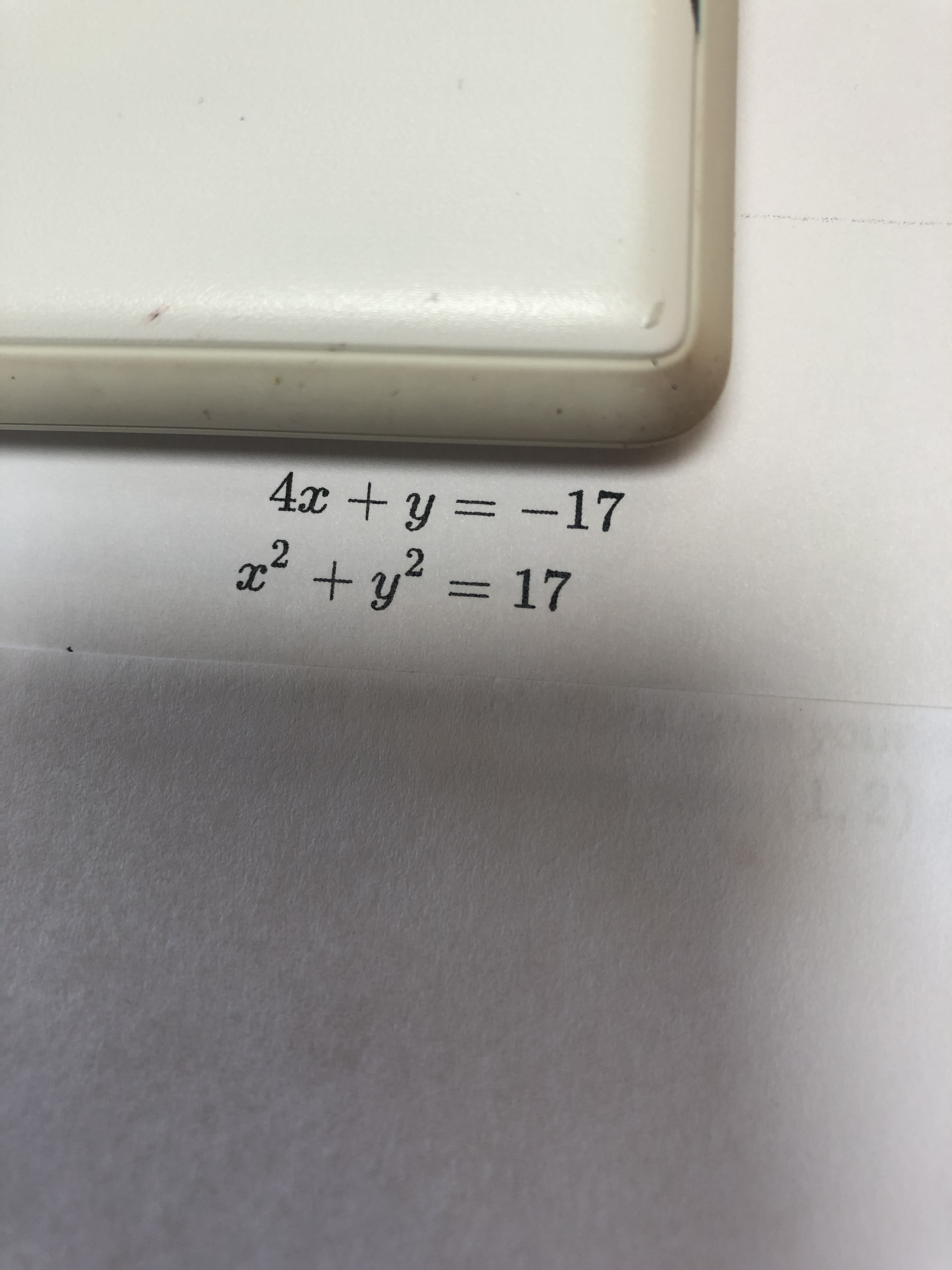 4x + y = -17
2p? + y? = 17
3D17
%3D
