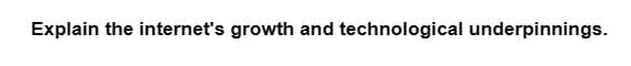 Explain the internet's growth and technological underpinnings.