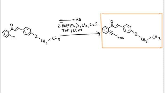 ーTAS
2-Pd (PPhi)2 Cla,CuI
THF /EtaN
る
- CH3
TMS
