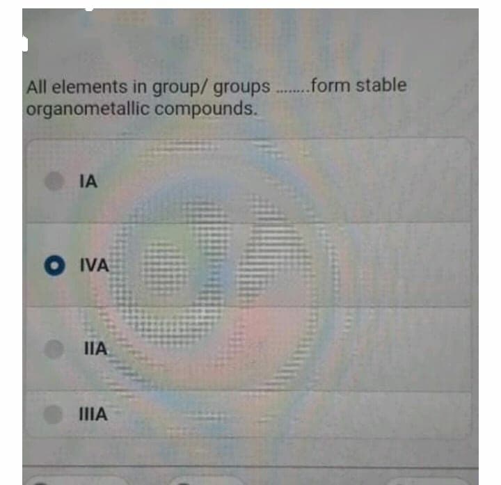 All elements in group/ groups..form stable
organometallic compounds.
IA
IVA
IIA.
IIIA
