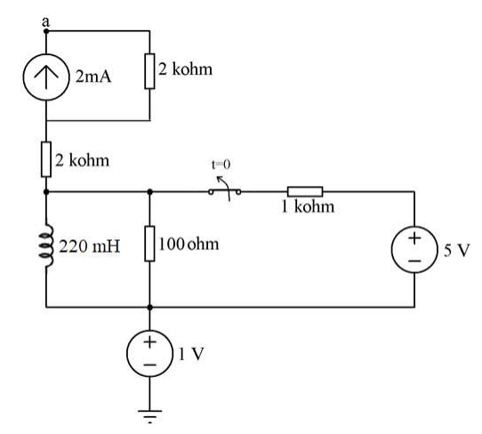 a
2mA
2 kohm
2 kohm
t-0
to
hm
100 ohm
+,
5 V
220 mH
1 V
