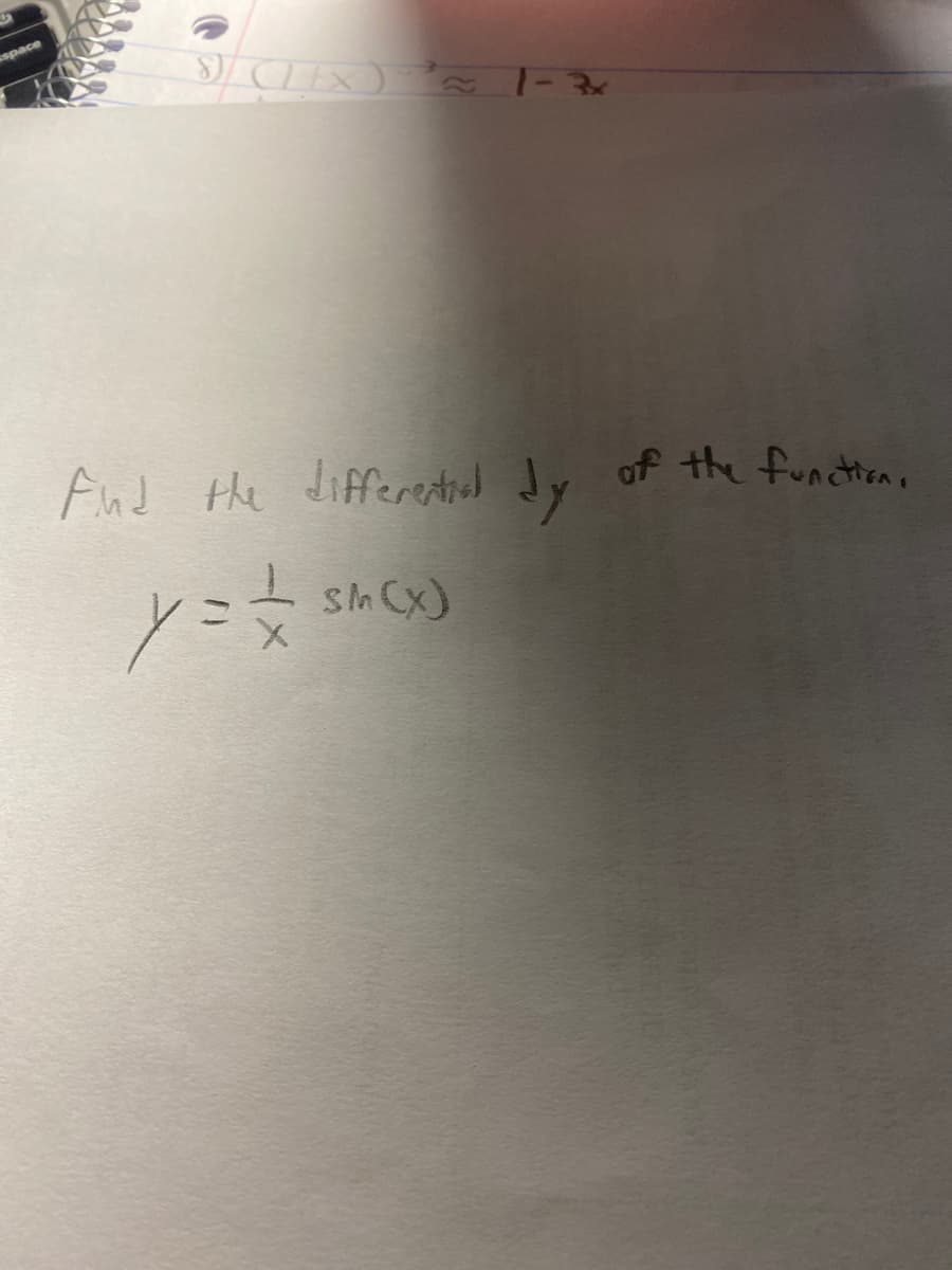 espace
Find the differestred dy of the functhion,
とこメ
