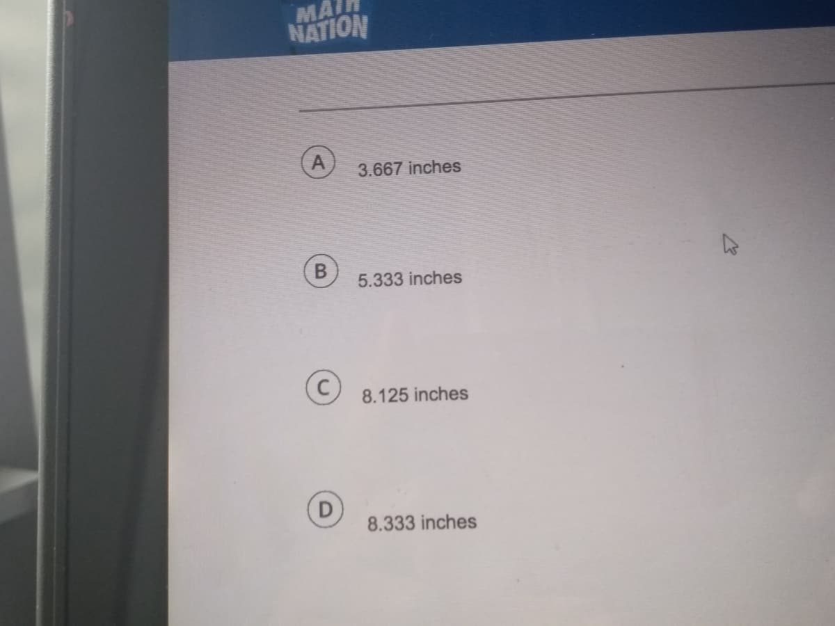 NATION
A
3.667 inches
5.333 inches
8.125 inches
8.333 inches
