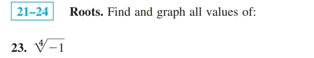 21-24
Roots. Find and graph all values of:
23. V
-1
