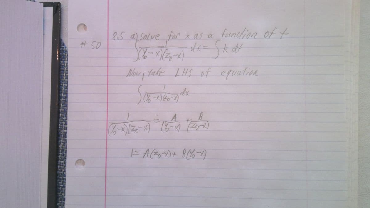 85a)SOlve for xas a fanction of t
#50
Nowy take LHS of eguation
de
A.
