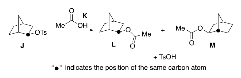 K
Ме
OTs
ОН
Ме.
Me
J
L
M
+ TSOH
indicates the position of the same carbon atom
