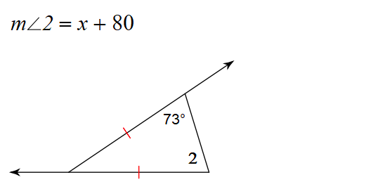 m/2 = x + 80
73°
2